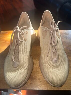 adidas Women's Beige Knit Lace-Up Sneakers